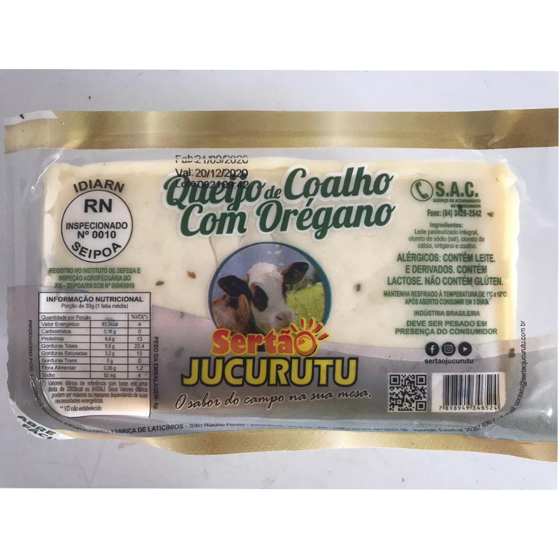 Queijo coalho com orégano Sertão Jucurutu